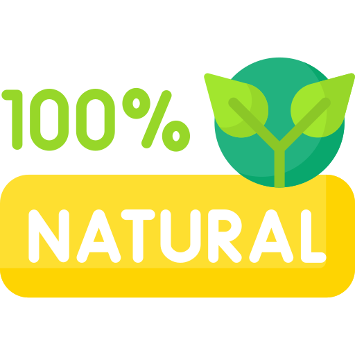 Natural product badge – Symbol representing 100% natural and organic superfoods.